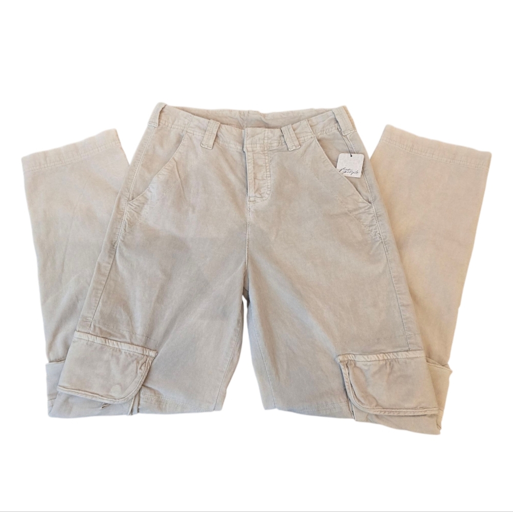 Free People Beige Cargo Pants